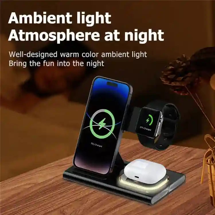 3-in-1 Fast Wireless Charging Station for Apple and Samsung Devices Tidesmit