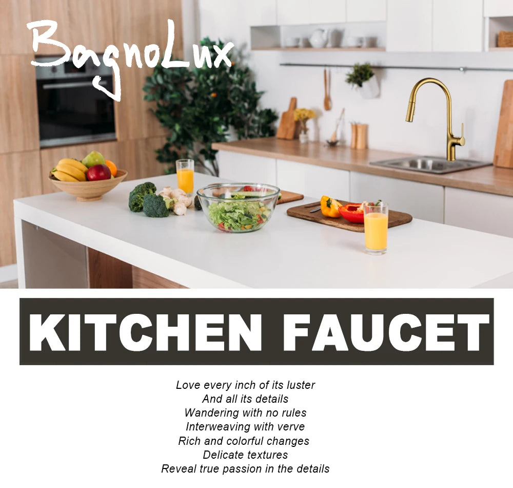 Bagnolux Titanium Black Brushed Deck Mounted Kitchen Faucet Two Function Single Handle Pull Out Mixer Hot and Cold Water Taps