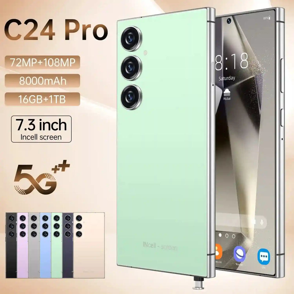 Tidesmit 5G Smartphone, 7.3-Inch Display, 1TB Storage, 16GB RAM Green 16g Tidesmit