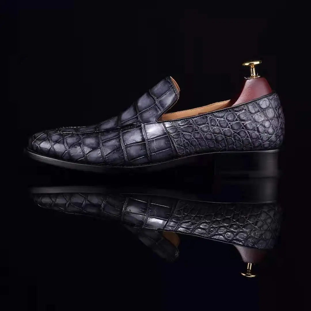 Goodyear Alligator Loafer Shoes New Fashion Party Casual Shoes for Men Top Quality Genuine Crocodile Leather Wedding Men's Shoes