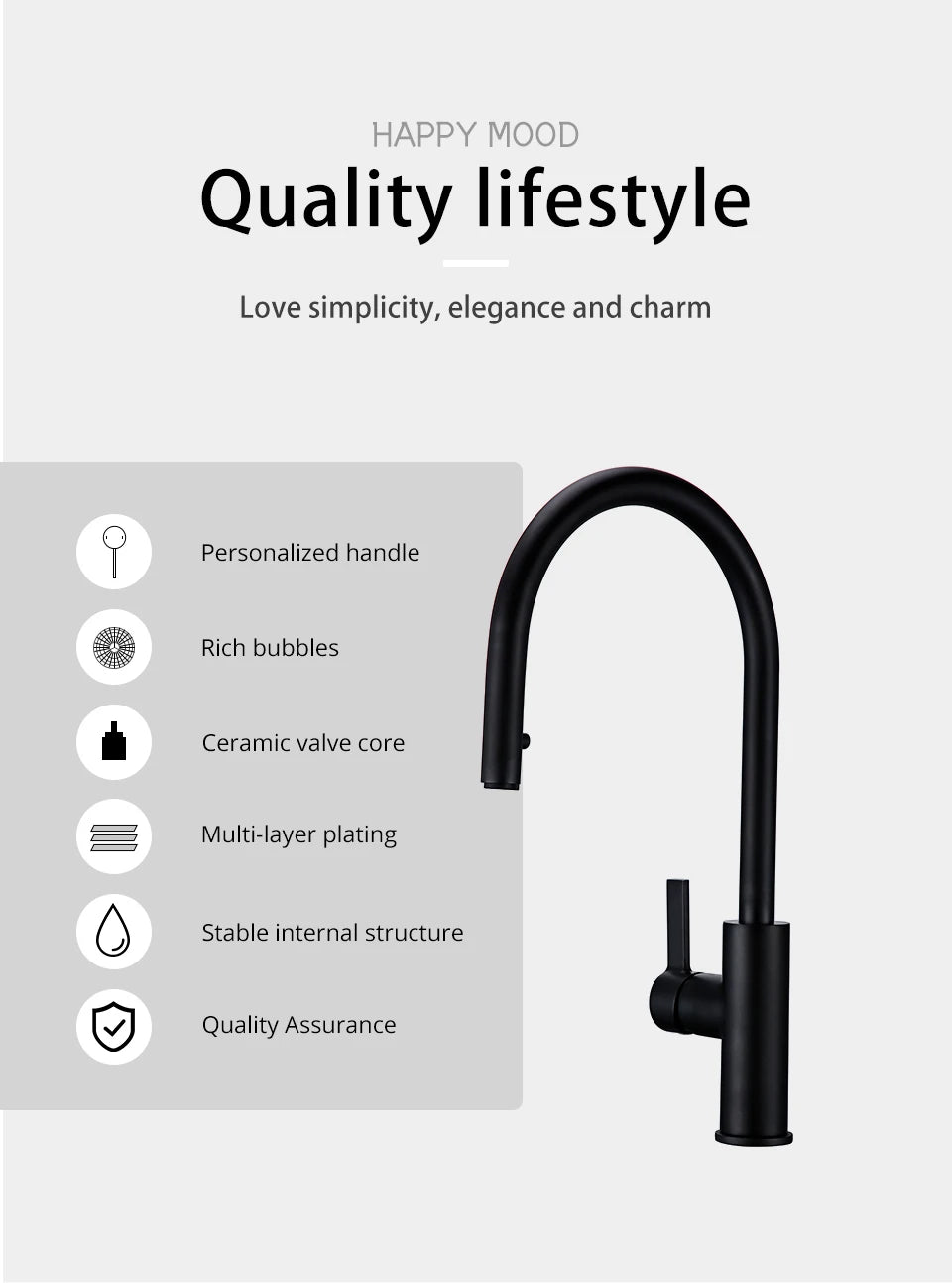 Bagnolux Black Gold Brass Rotation Holder Single Hole Deck Mounted Cold and Hot Water Mixer Pull-Out Sprayer Kitchen Sink Faucet