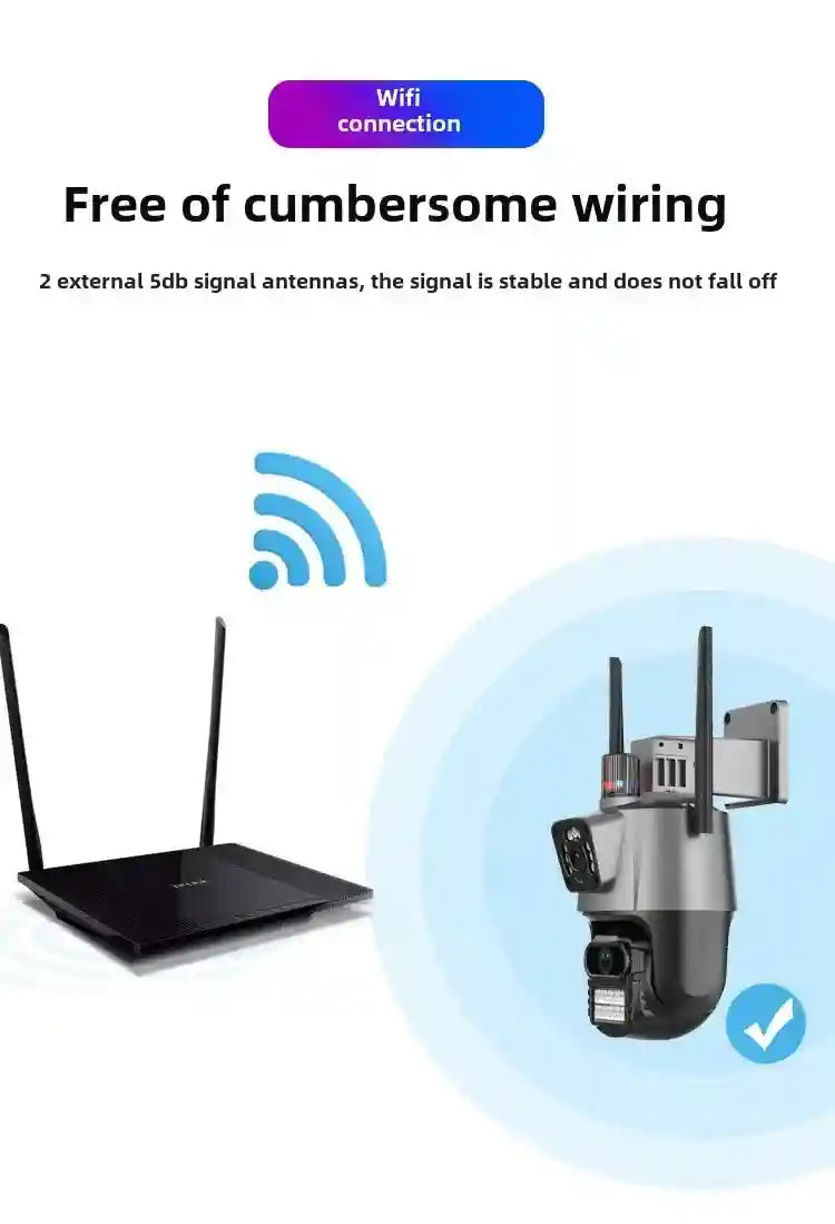 4K Dual Lens WiFi Security Camera | 6MP Smart Home Outdoor PTZ Tidesmit