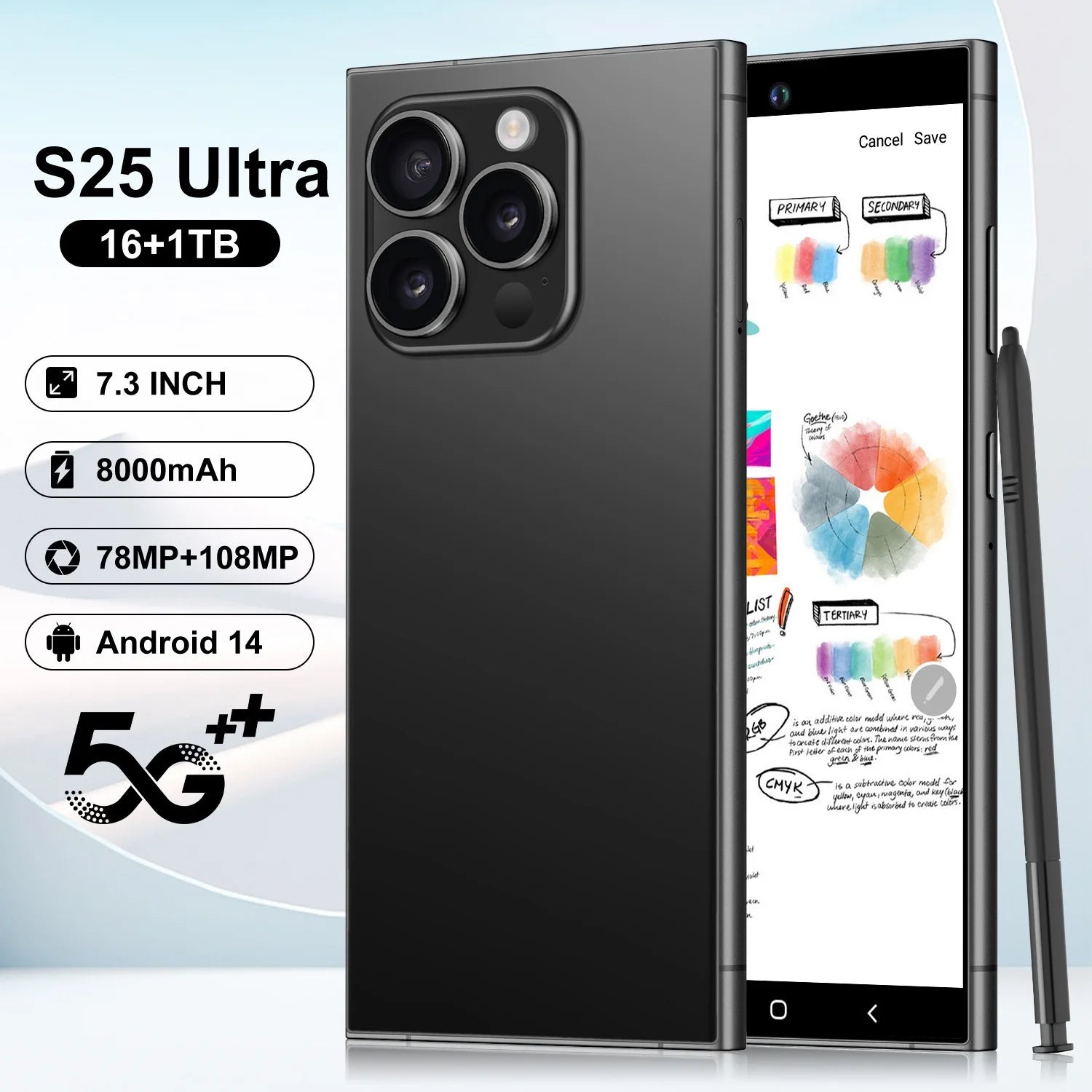 Mobile Phone Built-in Pen S25Ultra Eight-core 4G7.3-inch 20 Million Pixel 3 64  Hot 0TG
