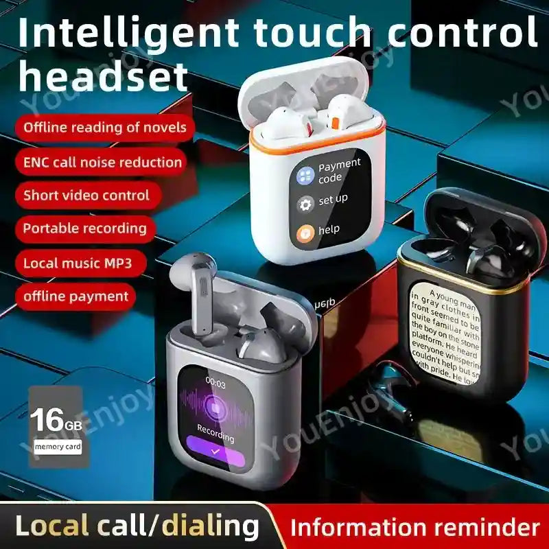 K2 Wireless Earbuds with LED Display by Tidesmit - Black/White Tidesmit