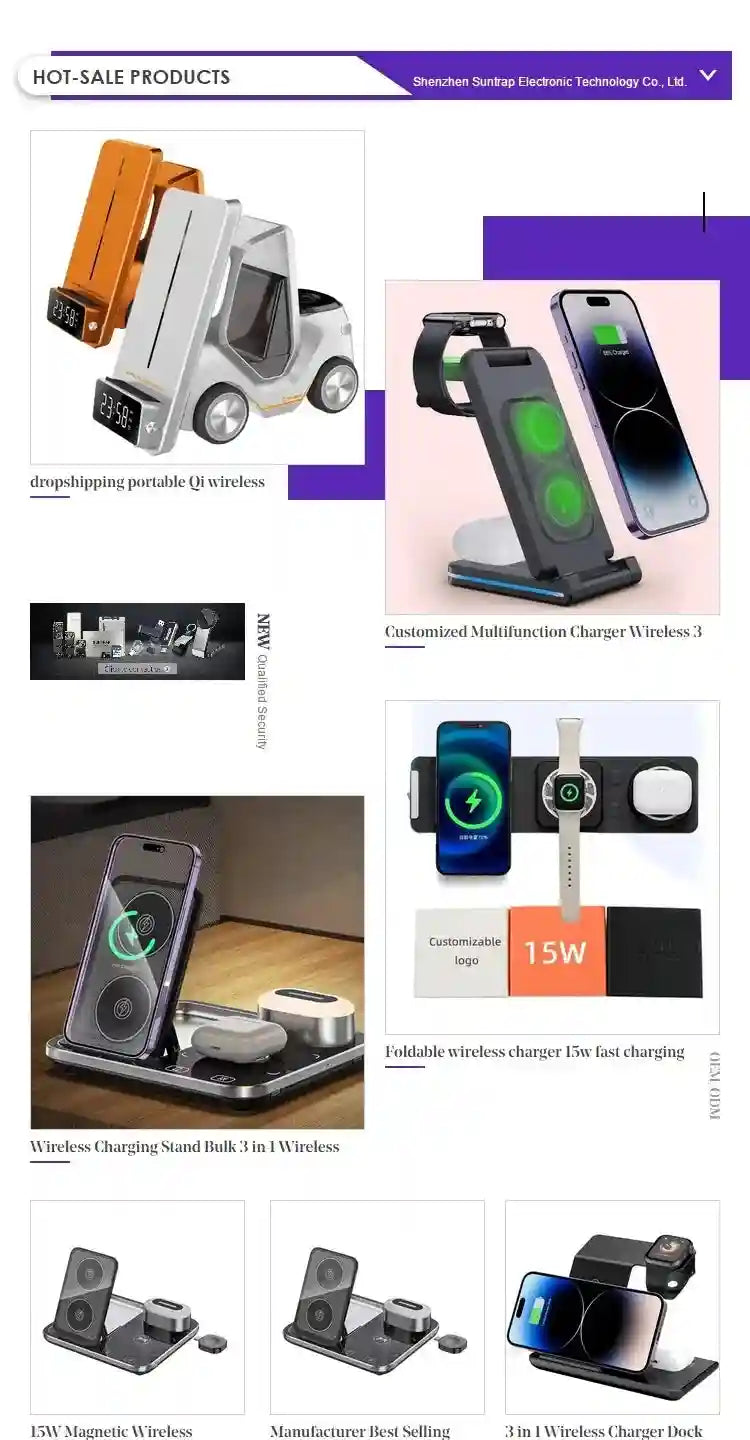 3-in-1 Wireless Charger 15W Station | Qi Certified Fast Charging Pad Tidesmit