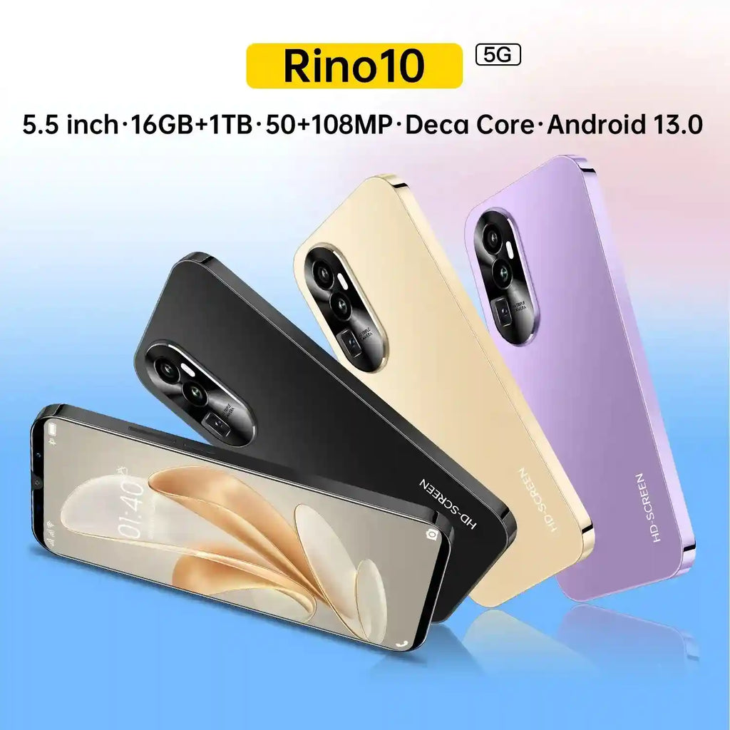 Rino 10 5G Smartphone: 16GB RAM, 1TB Storage, 5.5-inch HD Display Tidesmit