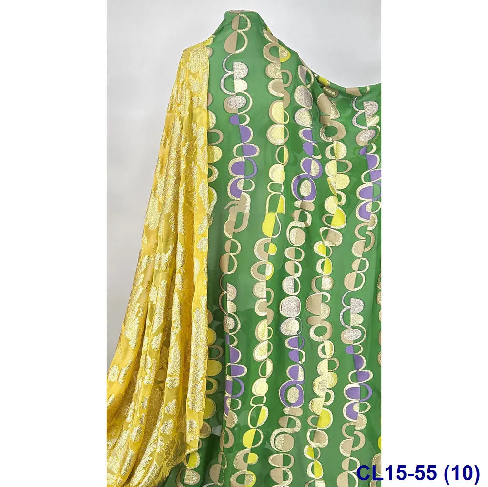 Lisami RTS Luxury Silk Fabric Elegant Multi-Color 3D Metallic Handcut for Dresses Weddings and Curtains