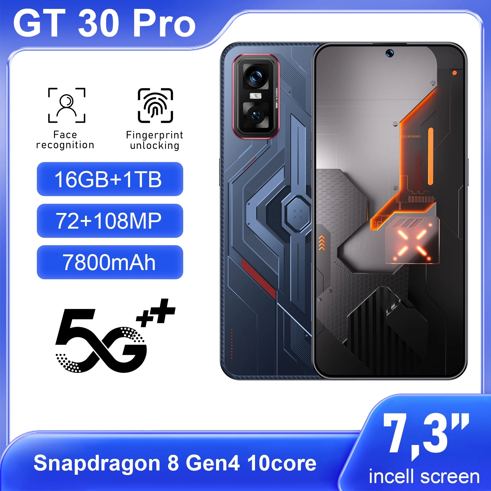 Tidesmit 5G Smartphone, 7.3 Inch AMOLED, 16GB RAM, 1TB Storage - Silver Tidesmit