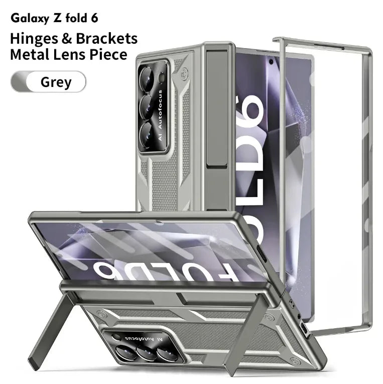Samsung Galaxy Z Fold 6 Case with Hinge Protection & Kickstand Silver OPP Bag For Samsung Galaxy Z Fold 6 Tidesmit