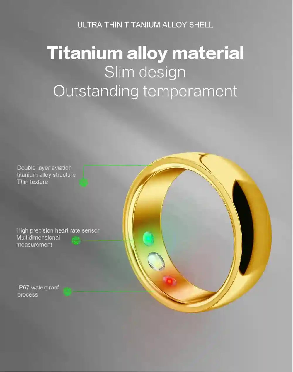 Smart Health Ring Fitness Tracker with Heart Rate & Oxygen Sensor Tidesmit