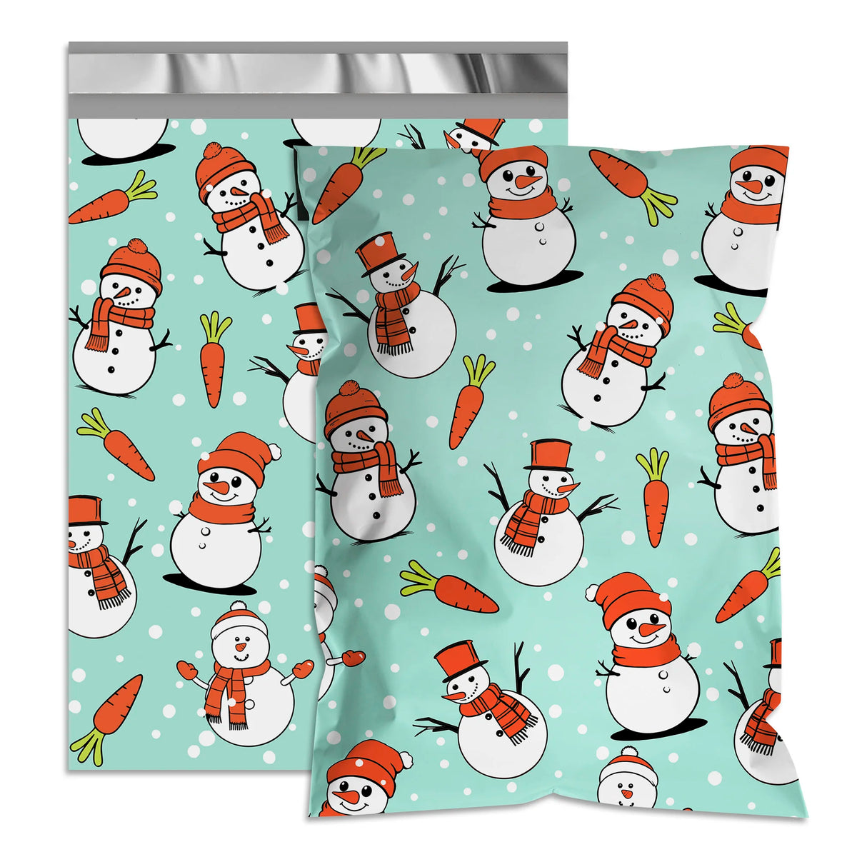 Light blue snowman patterned poly mailers, 6x9 waterproof tear-resistant shipping bags
