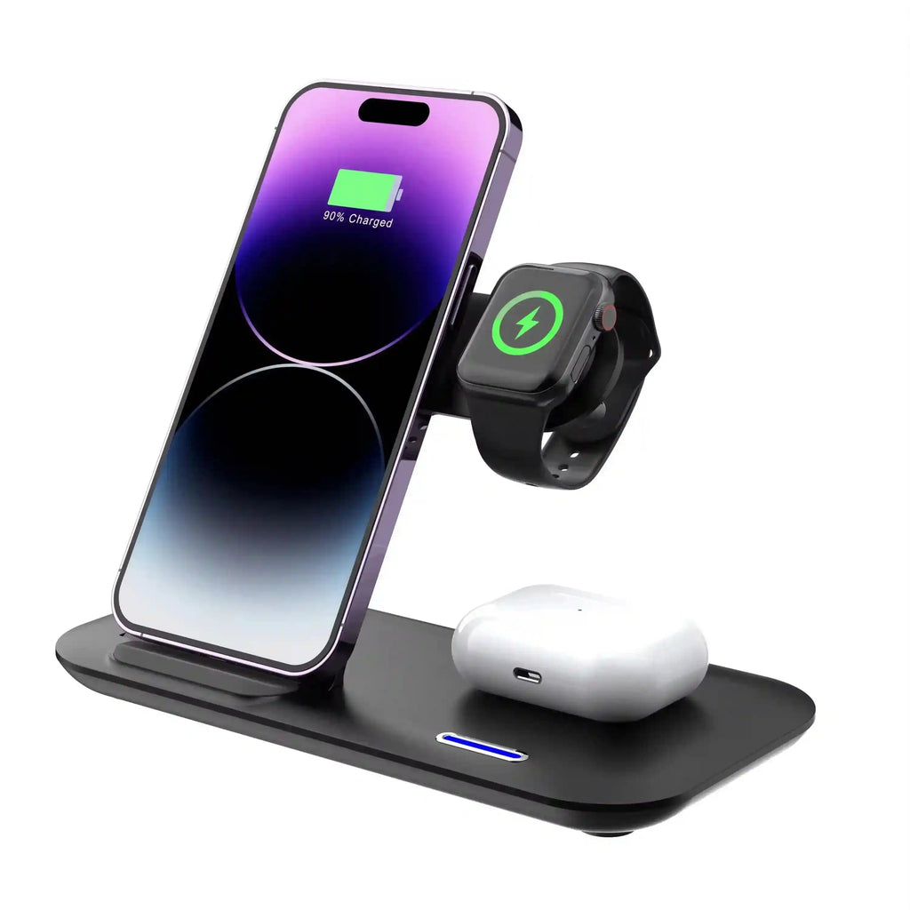 3-in-1 Foldable Wireless Charger - Qi Certified Fast Charging Station Tidesmit