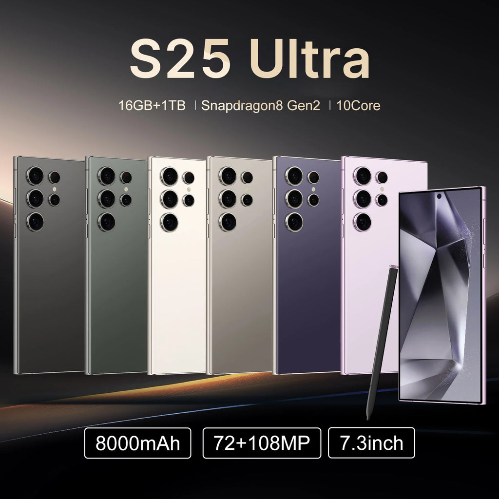 S25 Ultra 5G Smartphone 48+108MP Dual Sim Phone 16GB+1TB Deca Core CPU Smart Gaming Cellphone Global Version Mobile Phones