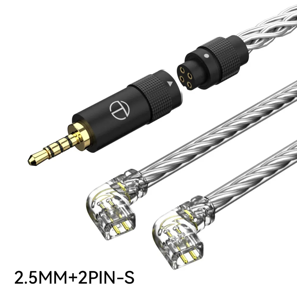 Tidesmit 8-Core OFC Silver Plated HiFi Upgrade Cable for IEMs 2.5 2PINS(QDC) Tidesmit