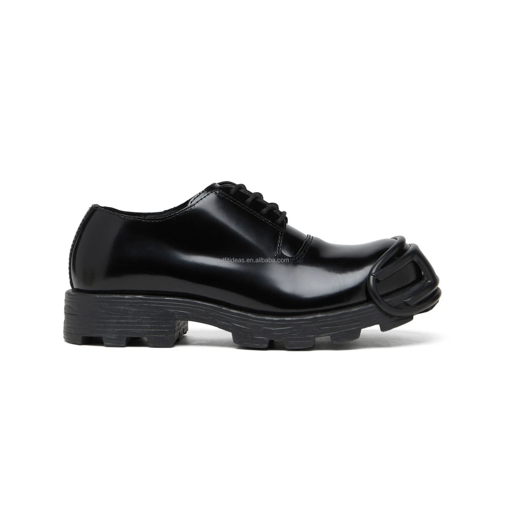 Calf Leather True to Size Side Zip Round Toe Genuine Leather Derby Shoes With Box Unisex Men Ankle Hammer Lace-up Leather Boots