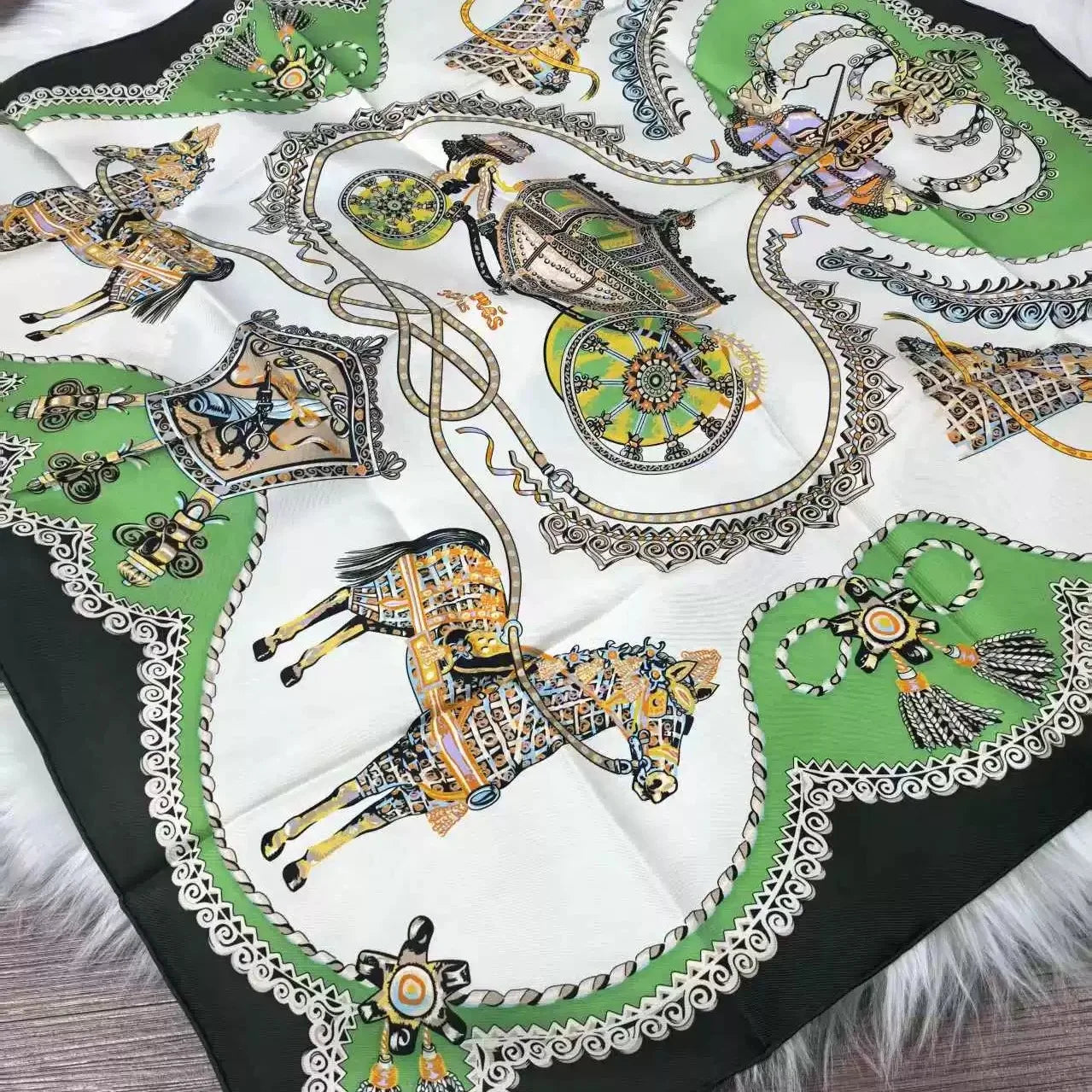 Luxurious 90*90cm Square Digital Toilet Paper Cart Printed Silk Scarf Gift Specially Designed for Elegant Individuals