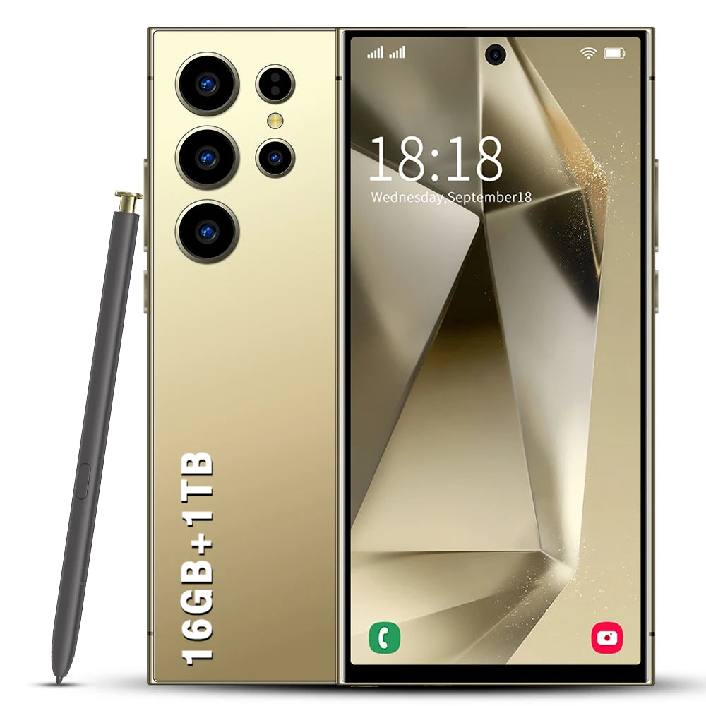 S26 Ultra 5G Smartphone, 1TB Storage, 16GB RAM, 7.3-inch Display Golden 16g 1TB Tidesmit