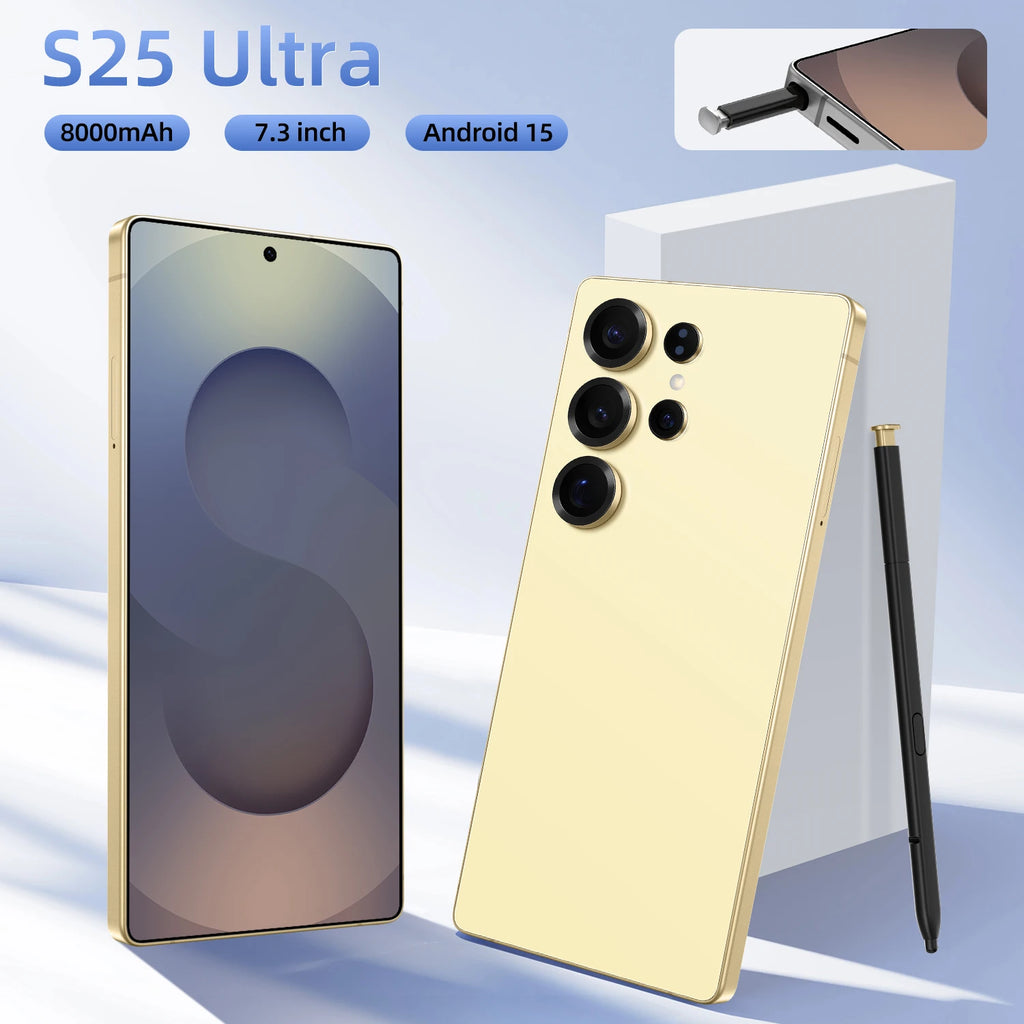 Tidesmit S25 Ultra 5G smartphone with 7.3-inch 144Hz display and 108MP camera showing sleek rear design