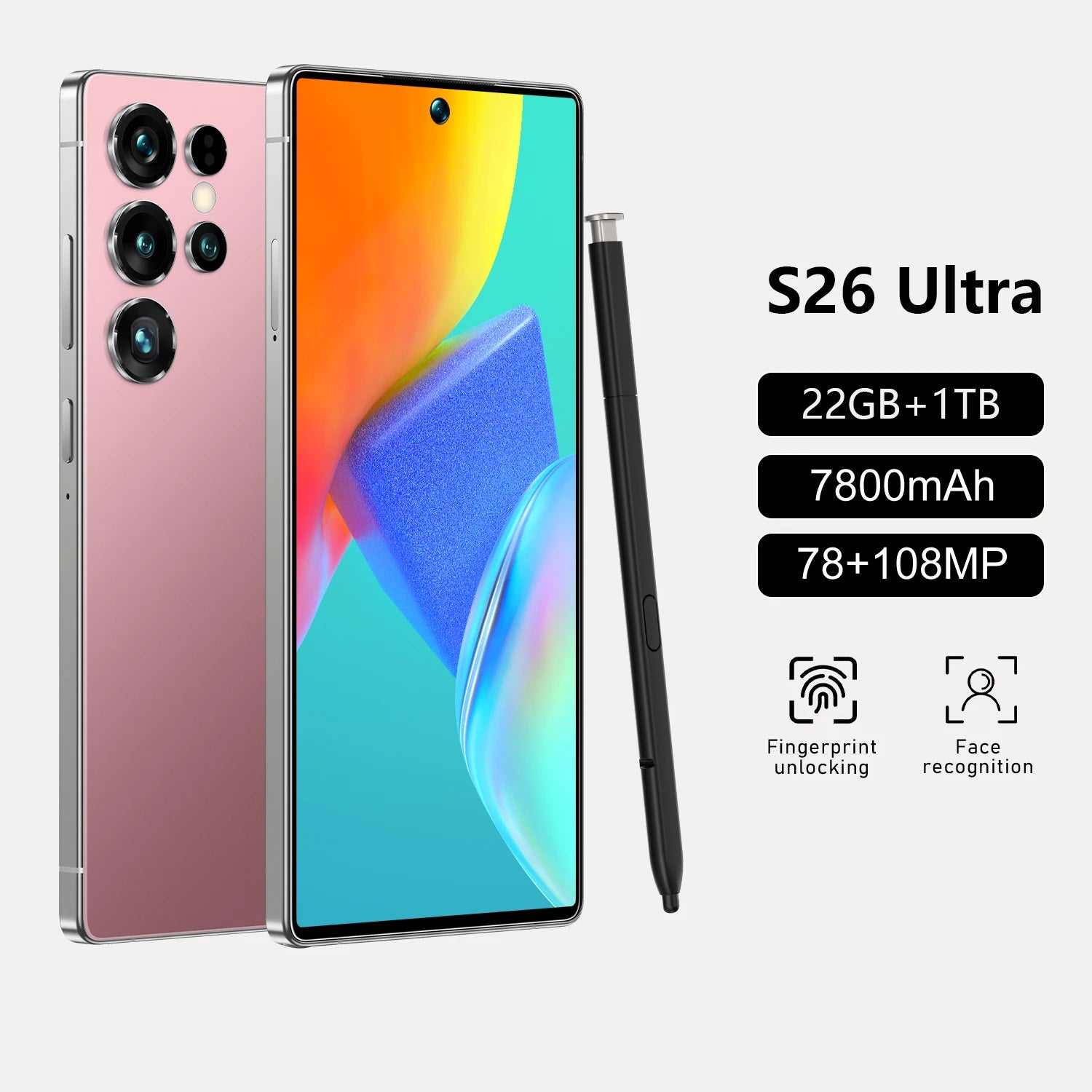 S26 Ultra smartphone featuring 7.3 inch display 22GB RAM 1TB storage and 5G connectivity for high performance