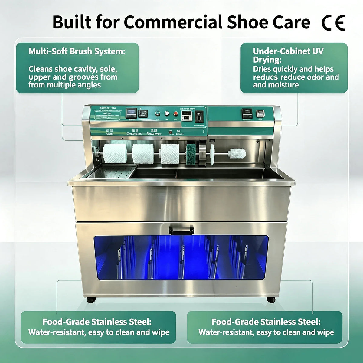 Industrial Strength Shoe Washer and Dryer for Commercial Use Coin Operated
