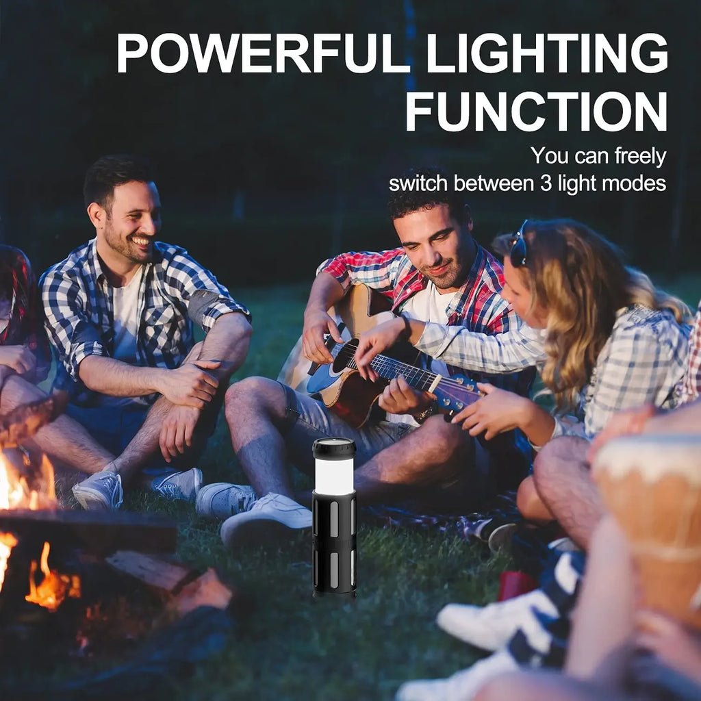 Portable Bluetooth Speaker with FM Radio, LED Lamp & 360 Sound - Black My Store