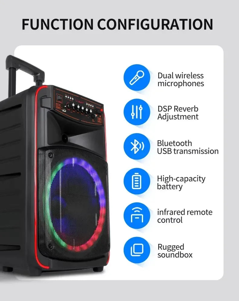 Portable Bluetooth Speaker with Disco LED Lights and 360 Sound - Black My Store