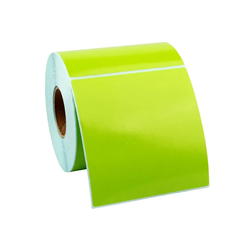 Direct thermal label stock roll with waterproof scratch-off adhesive, lime green