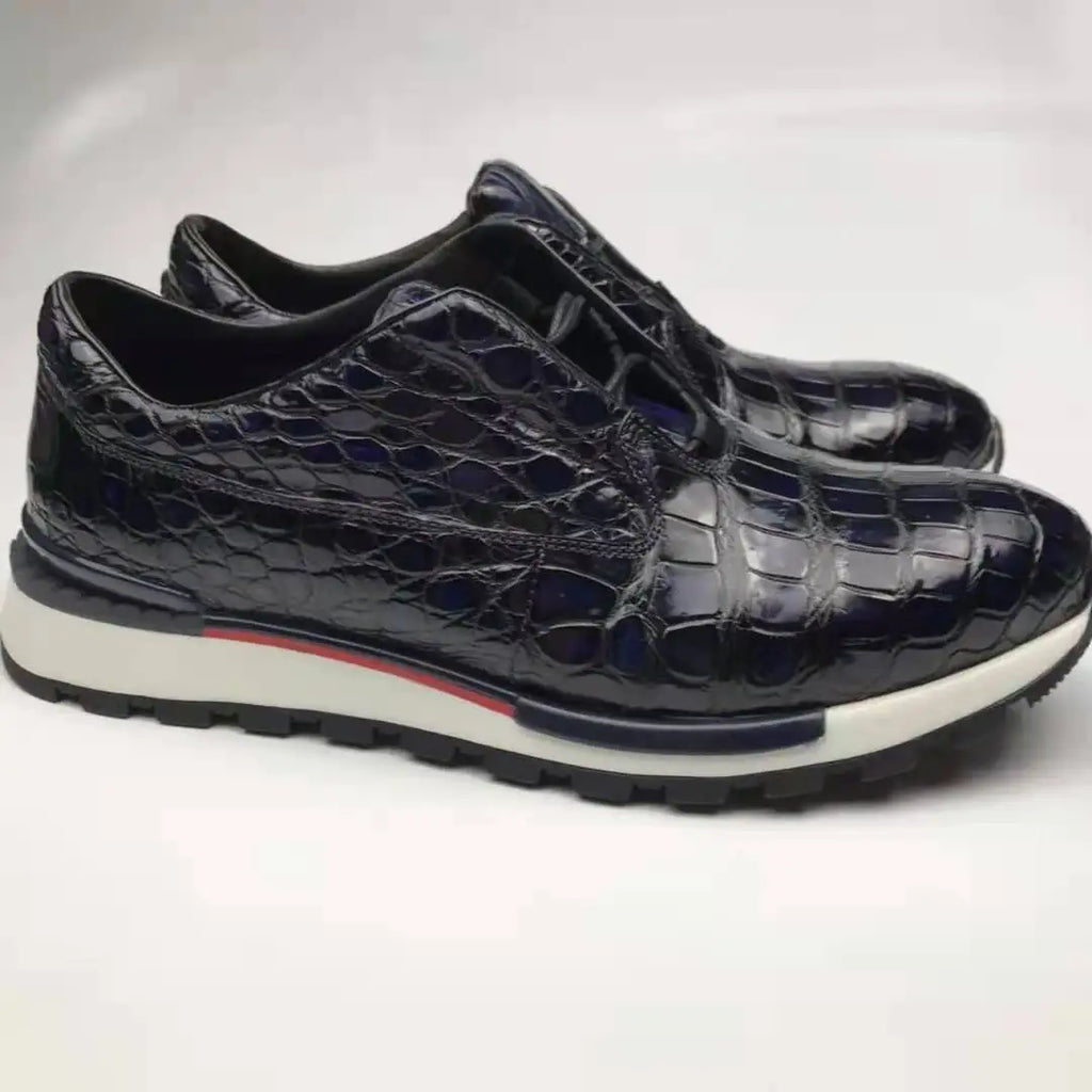 Popular Man Shoes Sneakers Quality Genuine Crocodile Leather Sport Shoes for Men Hot Selling Alligator Skin Party Shoes Men