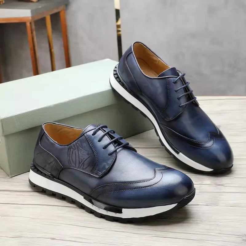 Men's Luxury Business Office Wedding Loafers Genuine Leather Breathable Dress Shoes Comfortable Height Increasing
