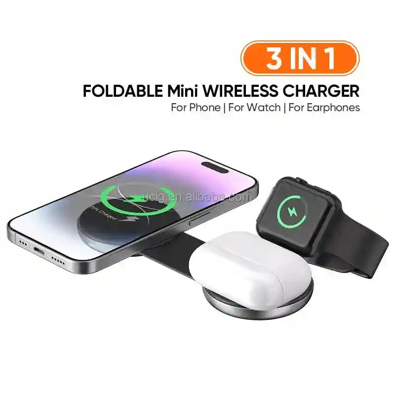 3-in-1 Magnetic Wireless Charging Stand for Phone, Watch, and Earphone Tidesmit