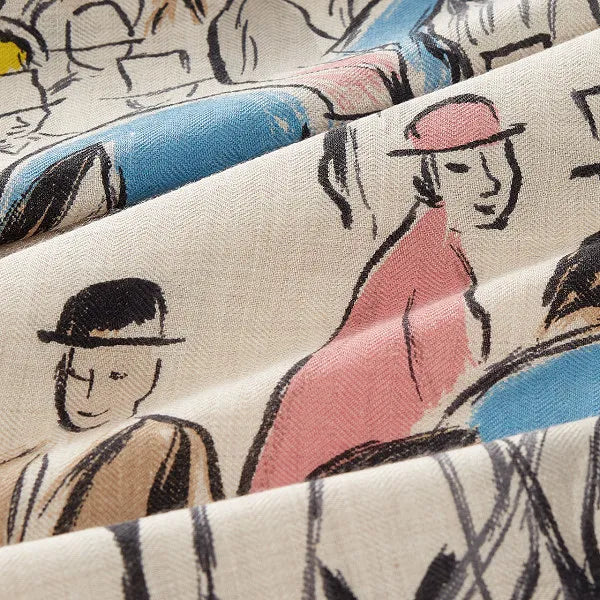Luxurious 140*140cm Square Horse Ranch Digital Printed Elegant Fashion Cashmere Silk Scarf Hand Rolled  MOQ 1PC