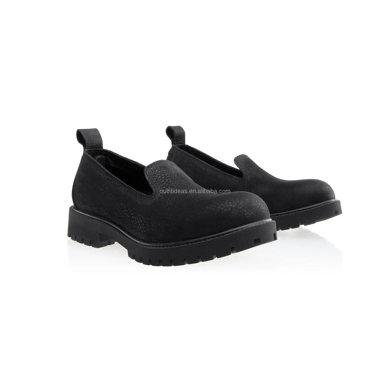 Unisex Men Women 100% Leather Loafers Round Toe Wedding Beach Embossed Cobranding Men Slip on Loafer Black Premium Slip-On Shoe