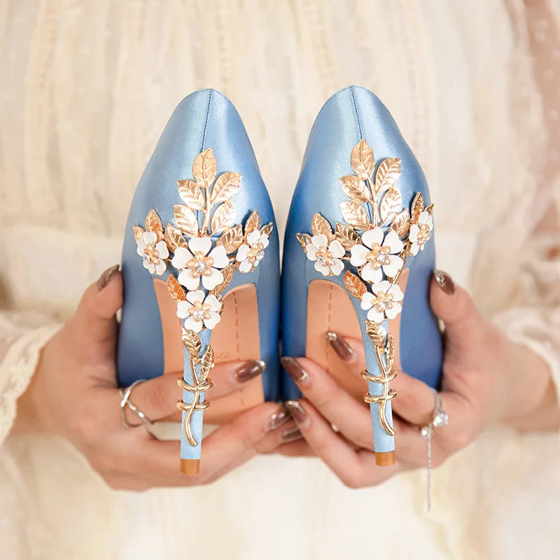 Escarpin Femm Talon Haut  Fashion Luxury Braid Wedding Shoes High Stiletto Heels for Ladies