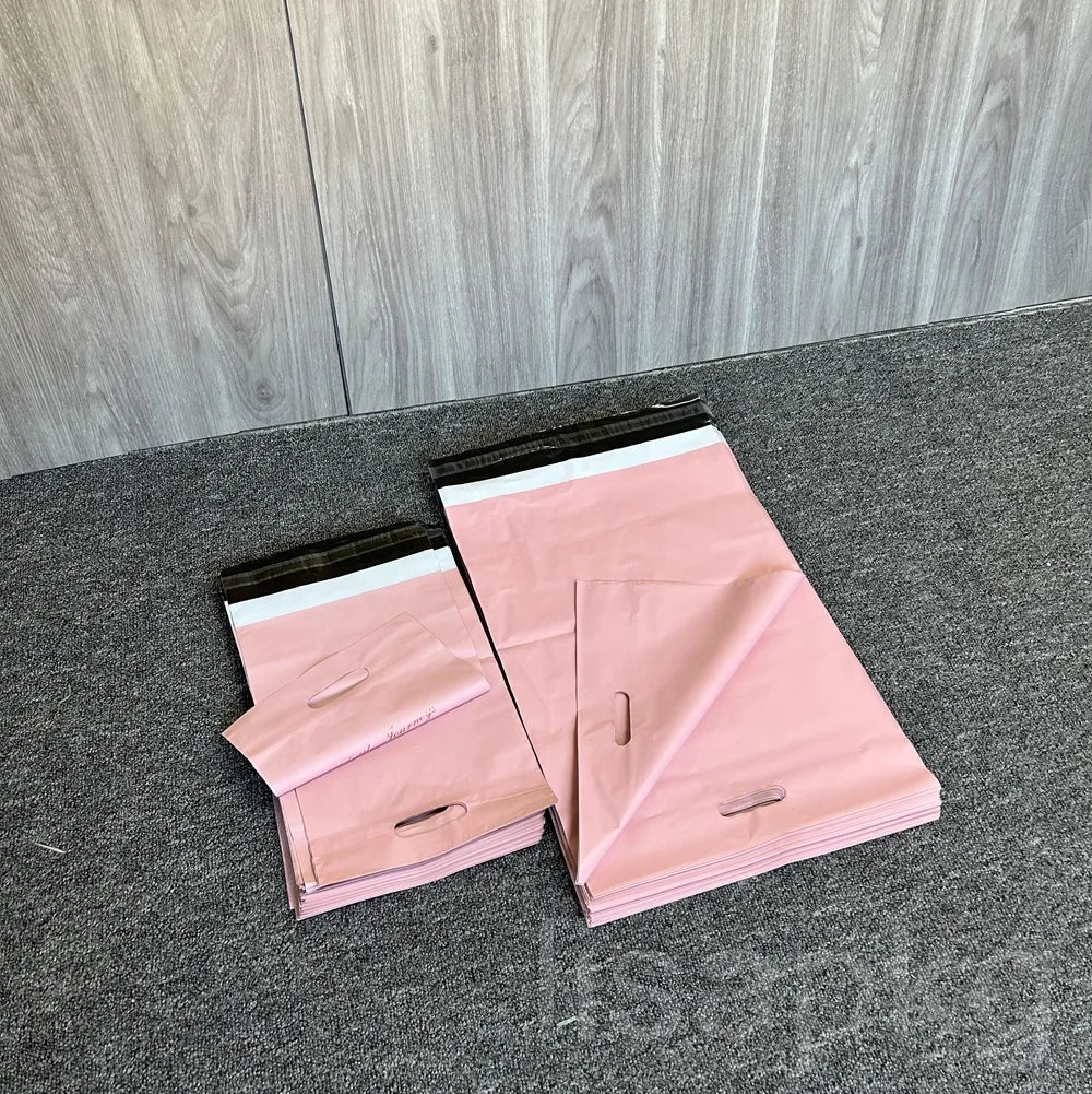 Custom Printed Logo Mail Bag Large/Small Eco-Friendly Clothing Packaging Plastic Poly Mailing Bags Tote Handle Durable