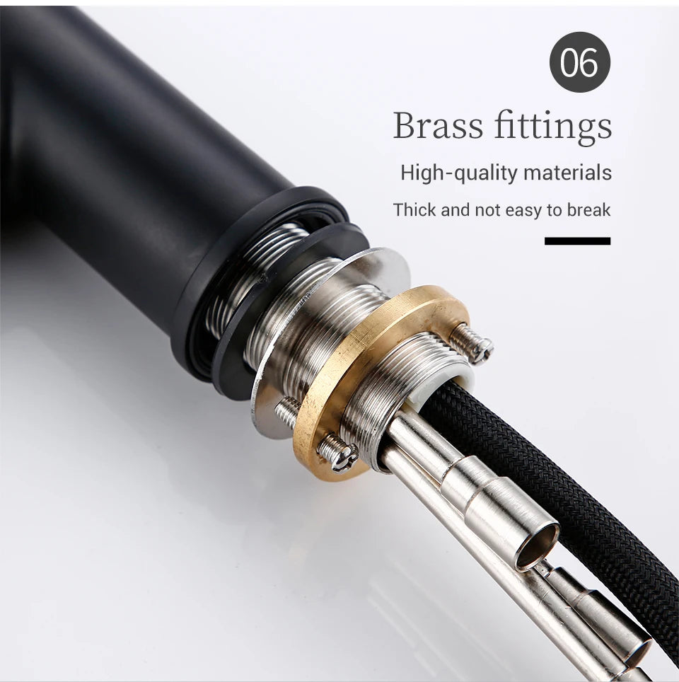 Bagnolux Black Gold Brass Rotation Holder Single Hole Deck Mounted Cold and Hot Water Mixer Pull-Out Sprayer Kitchen Sink Faucet