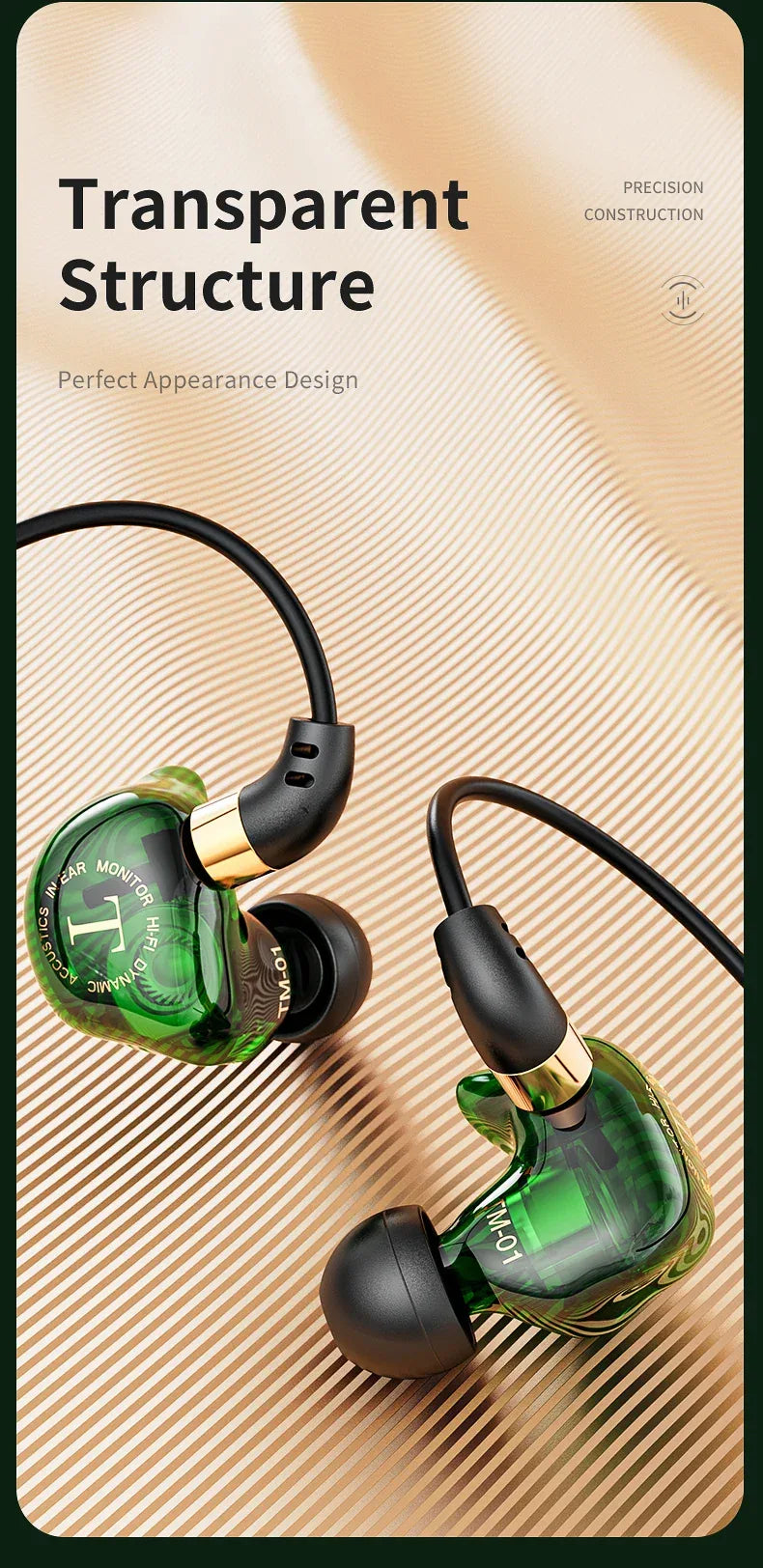 Tidesmit Wired Headphones with Dual Drivers and Bass Stereo - 1 Pair Tidesmit