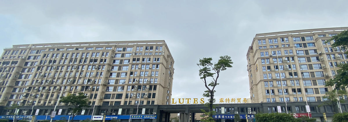 Multi-story apartment buildings with storefront signage