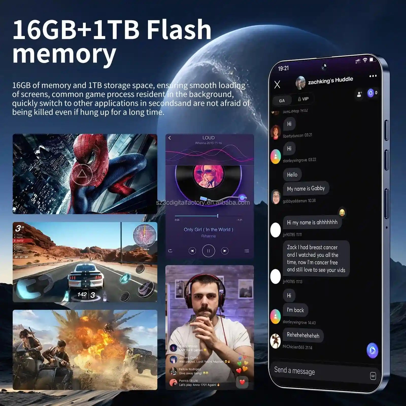 S26 Ultra 5G Smartphone, 16GB RAM, 1TB Storage, Dual SIM, Orange Tidesmit