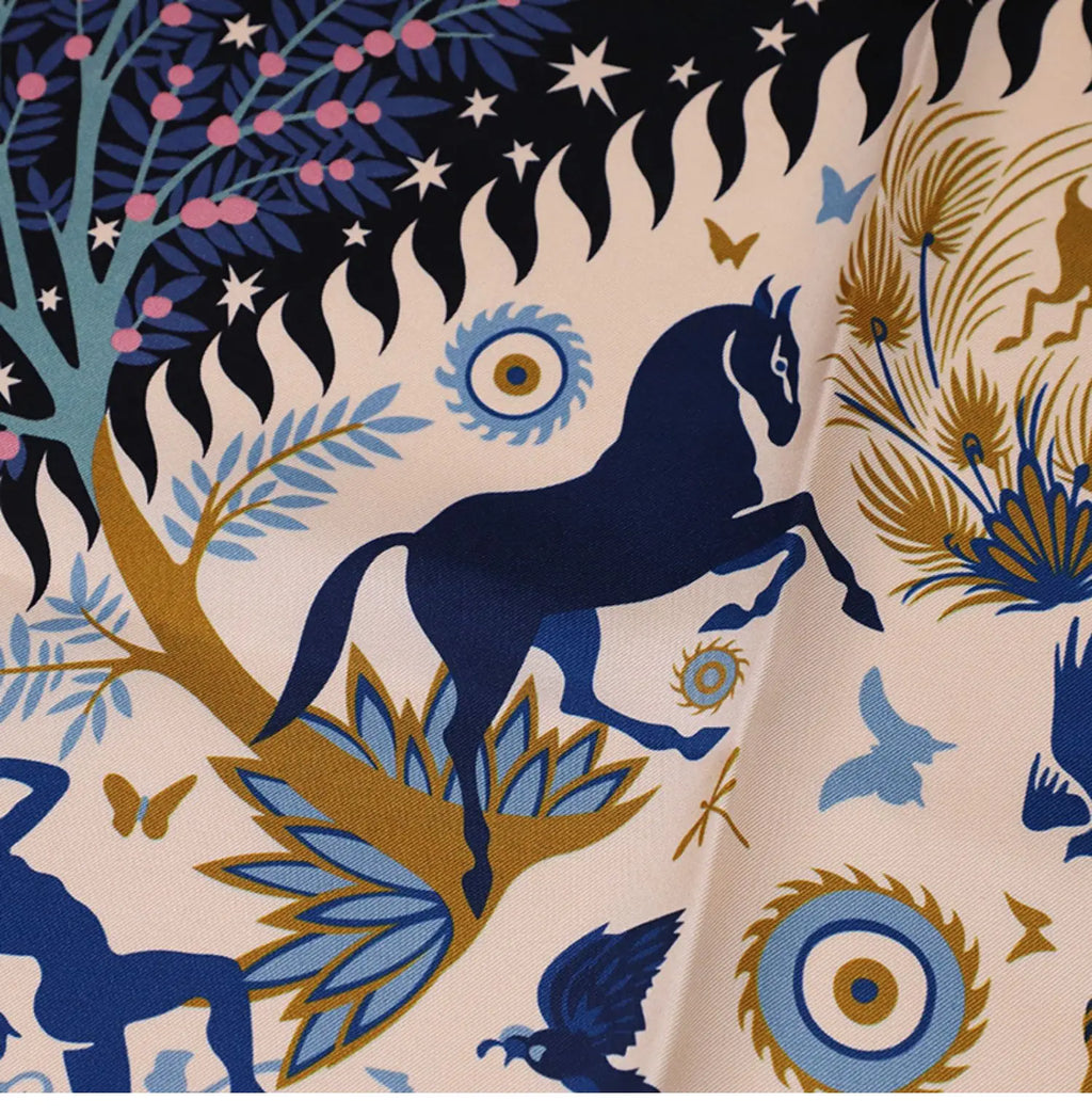 Luxurious 90*90cm Square Myth Collection Digital Printed Silk Scarf Gift Specially Designed for Elegant Individuals