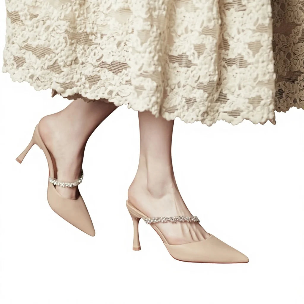 Women's Solid High Heels Stiletto Heel Pointed Toe French Elegant Versatile Sandals