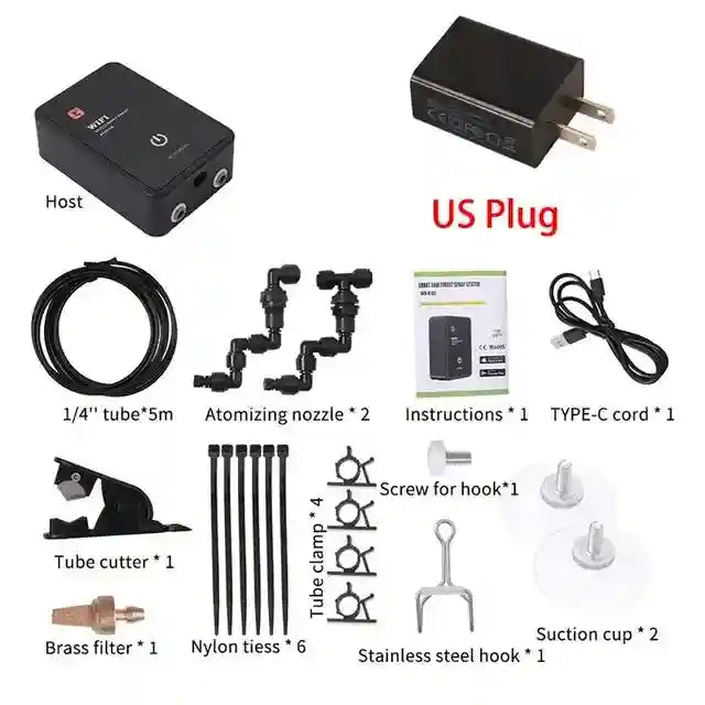 Reptile Humidifier Mist System with Automatic Timer - Smart Home Device Black 2 nozzles kit Tidesmit