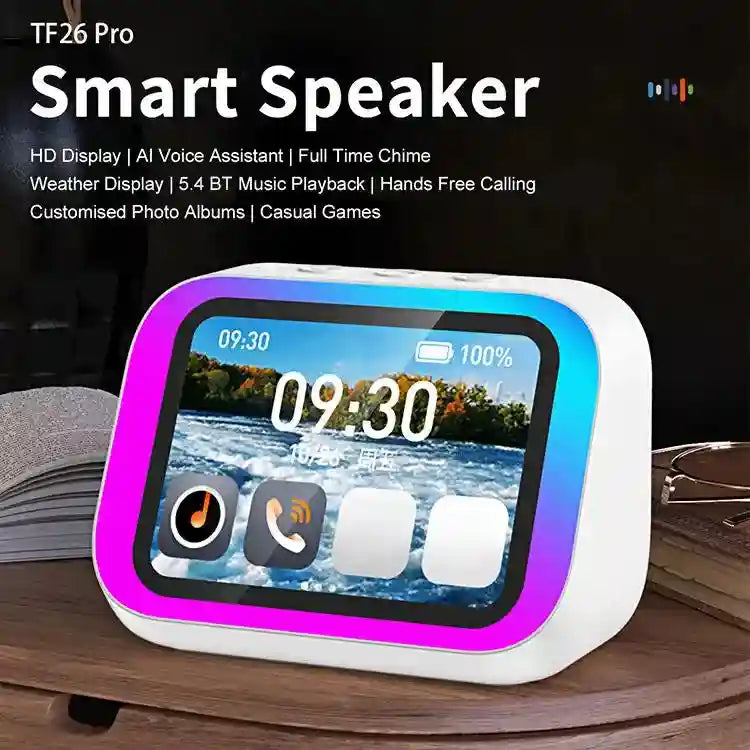Tidesmit Smart Bluetooth Speaker Clock with 15W Qi Wireless Charging Pad Tidesmit