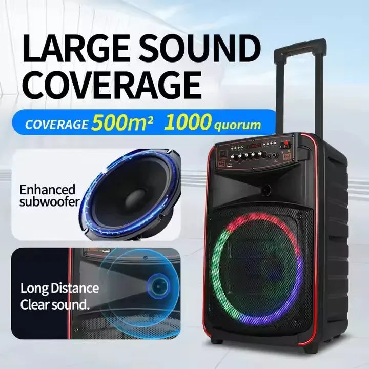 Portable Bluetooth Speaker with Disco LED Lights and 360 Sound - Black My Store