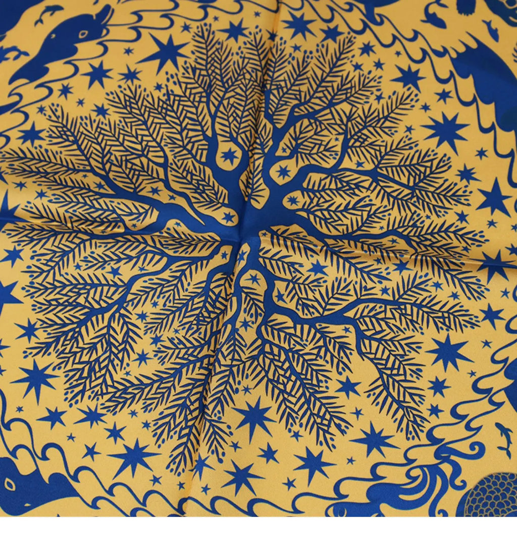 Luxurious 90*90cm Square Myth Collection Digital Printed Silk Scarf Gift Specially Designed for Elegant Individuals