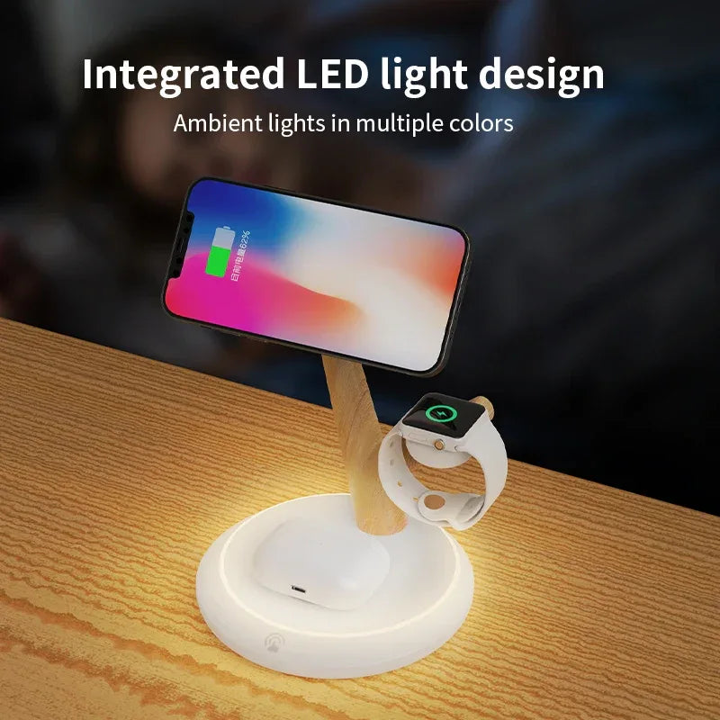 3-in-1 Magnetic Wireless Charger Stand – 15W Desktop Fast Power Tidesmit