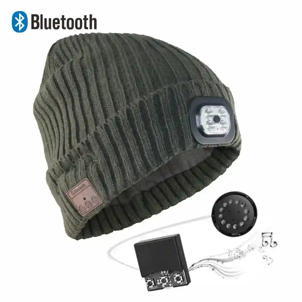 Bluetooth Beanie With LED Light | Rechargeable Wireless Music Hat Tidesmit