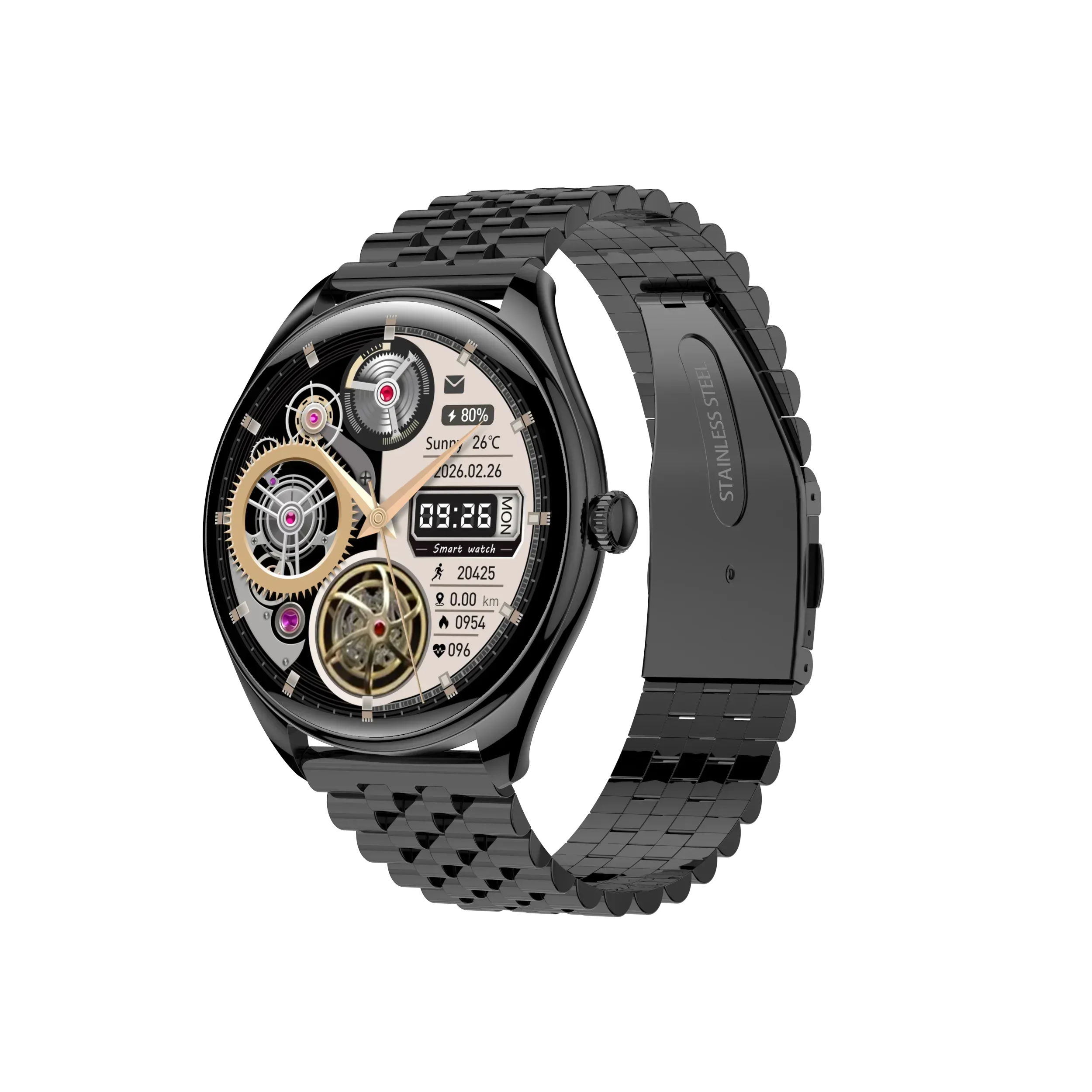Smartwatch for Women 1.43 Inch AMOLED Display Fitness Tracker black-colored steel band My Store