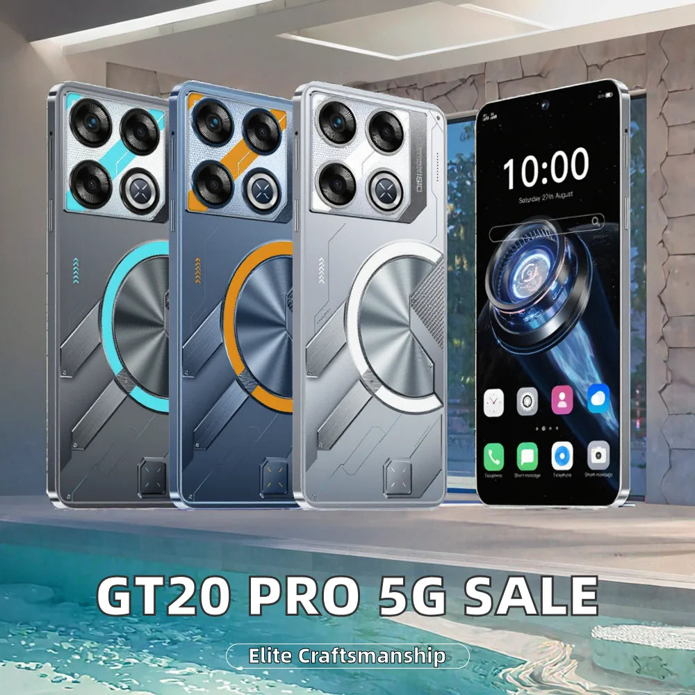 GT20 Pro 7.3 Inch HD Android 14 Smartphone with 16GB RAM 1TB Storage and 108MP camera in silver finish view two