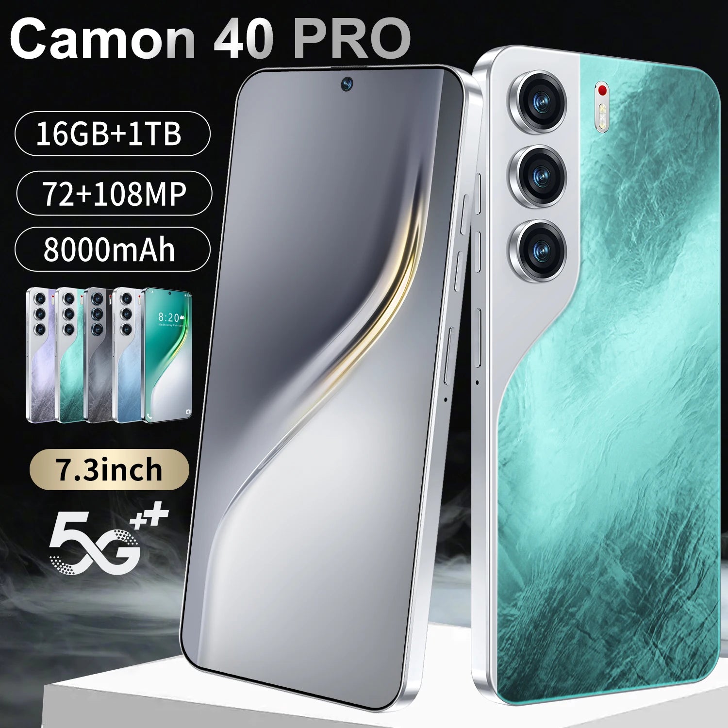 Tecno Camon 40 Pro 5G smartphone side view showing dual SIM slot and camera module on 6.8 inch display