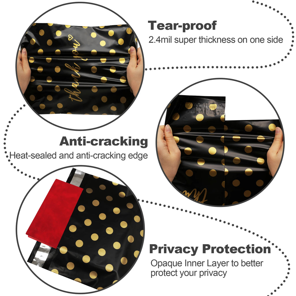 10x13 Inch 50 Pcs Gold Leopard Print Poly Mailers Thick Self-Seal Shipping Bags for Clothing Small Business